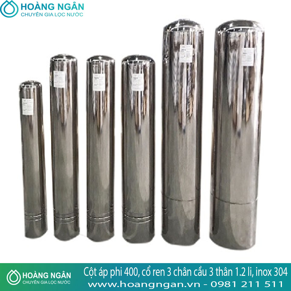 Cột áp phi 400, cổ ren 3 chân cầu 3 thân 1.2 li, inox 304 Cột áp phi 400, cổ ren 3 chân cầu 3 thân 1.2 li, inox 304