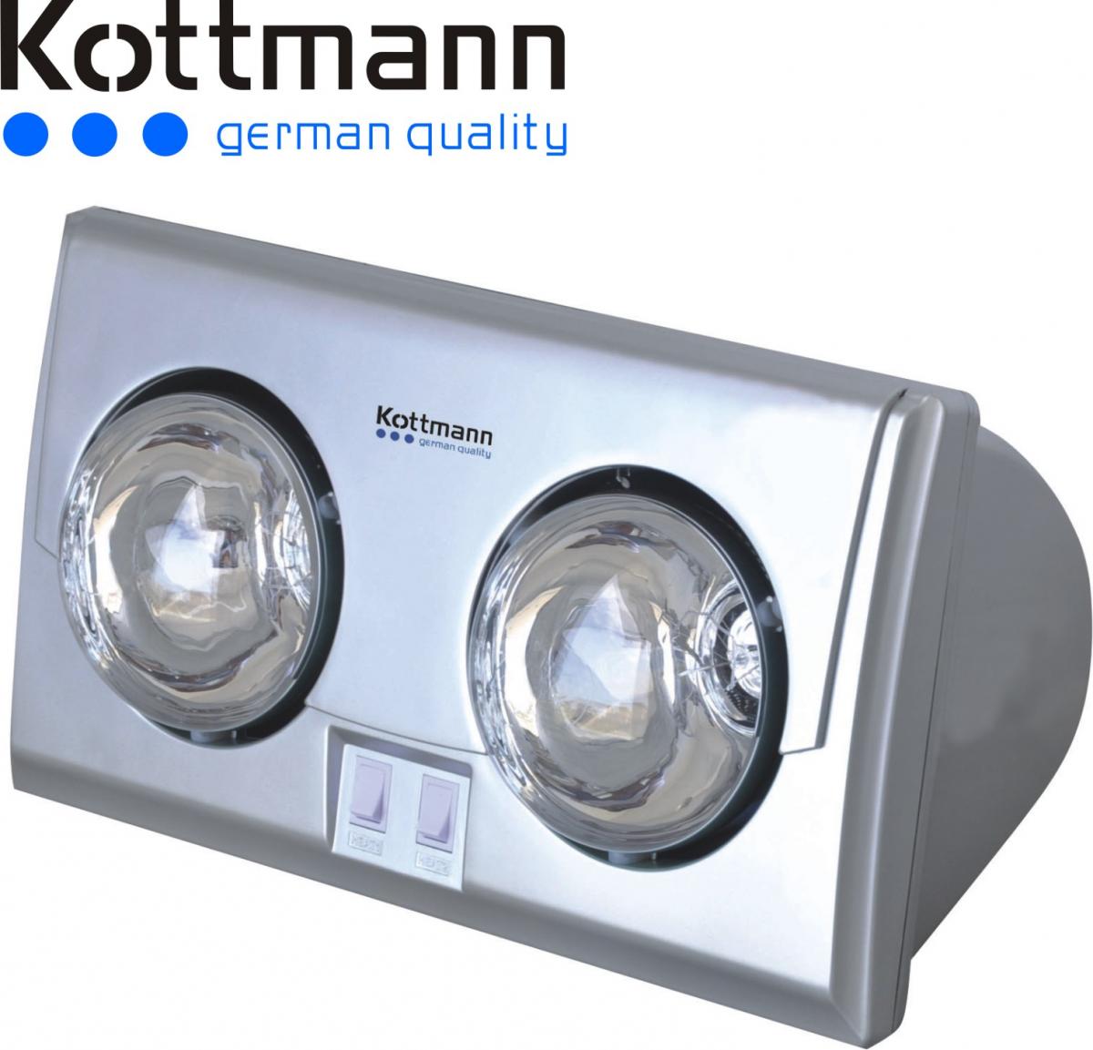 Đèn sưởi nhà tắm Kottmann 2 bóng bạc