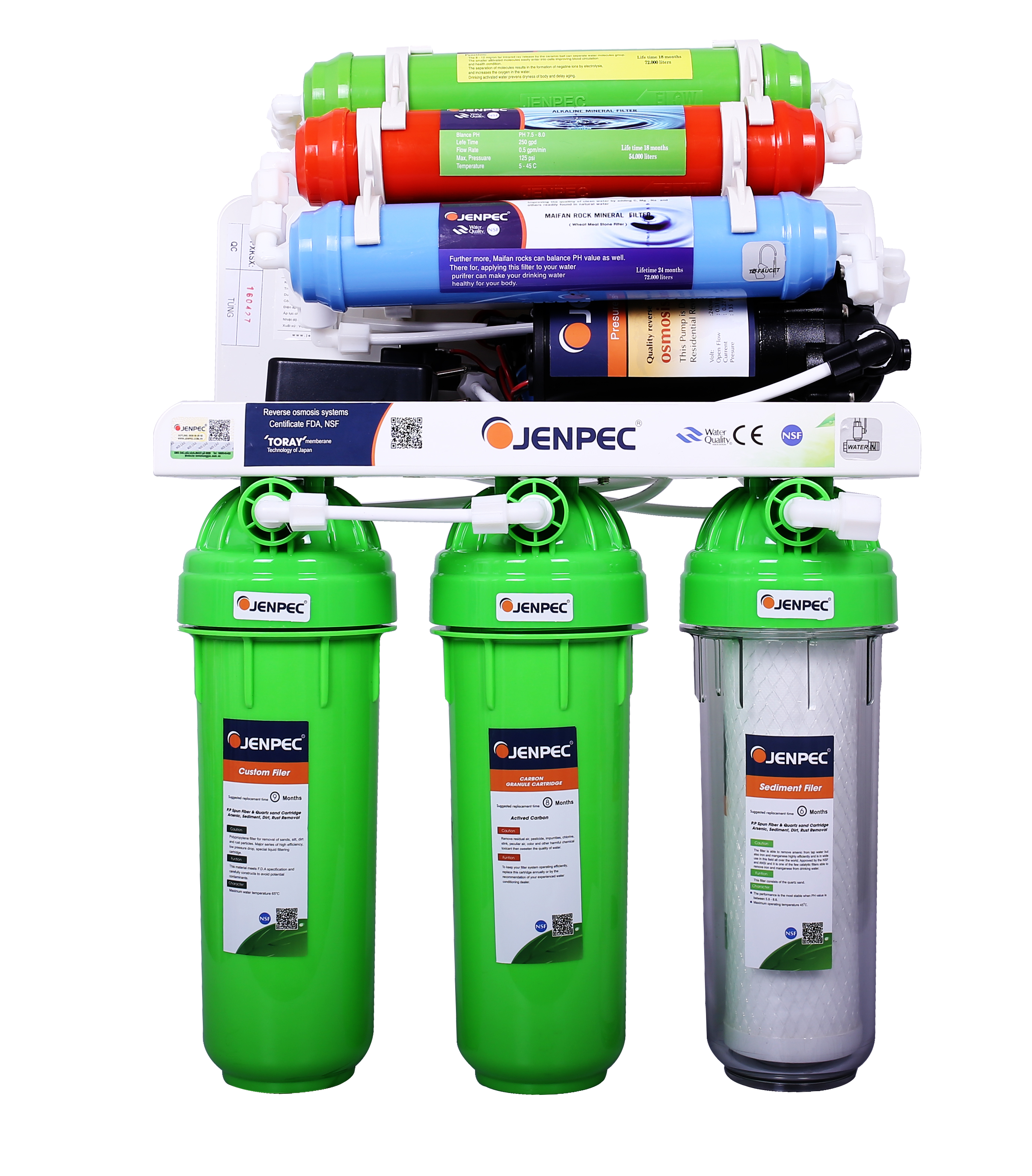 Máy lọc nước Jenpec MIX-8000B màu xanh không vỏ Máy lọc nước Jenpec MIX-8000B màu xanh không vỏ