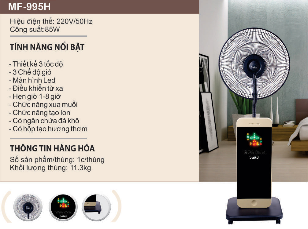 thông số quạt phun sương saiko mf 995h