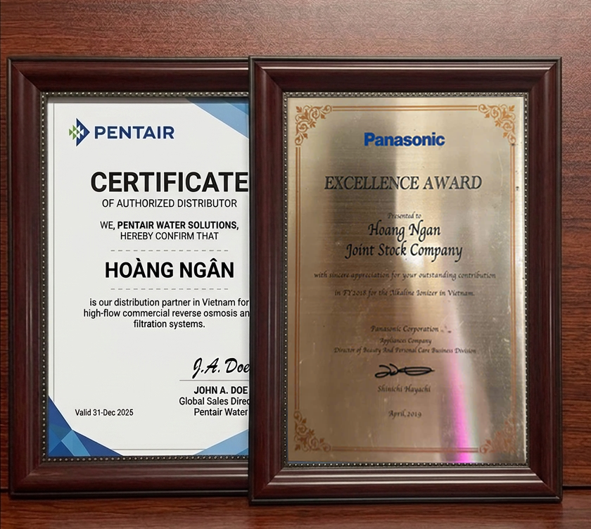 Chứng nhận phân phối hãng PENTAIR , PANASONIC