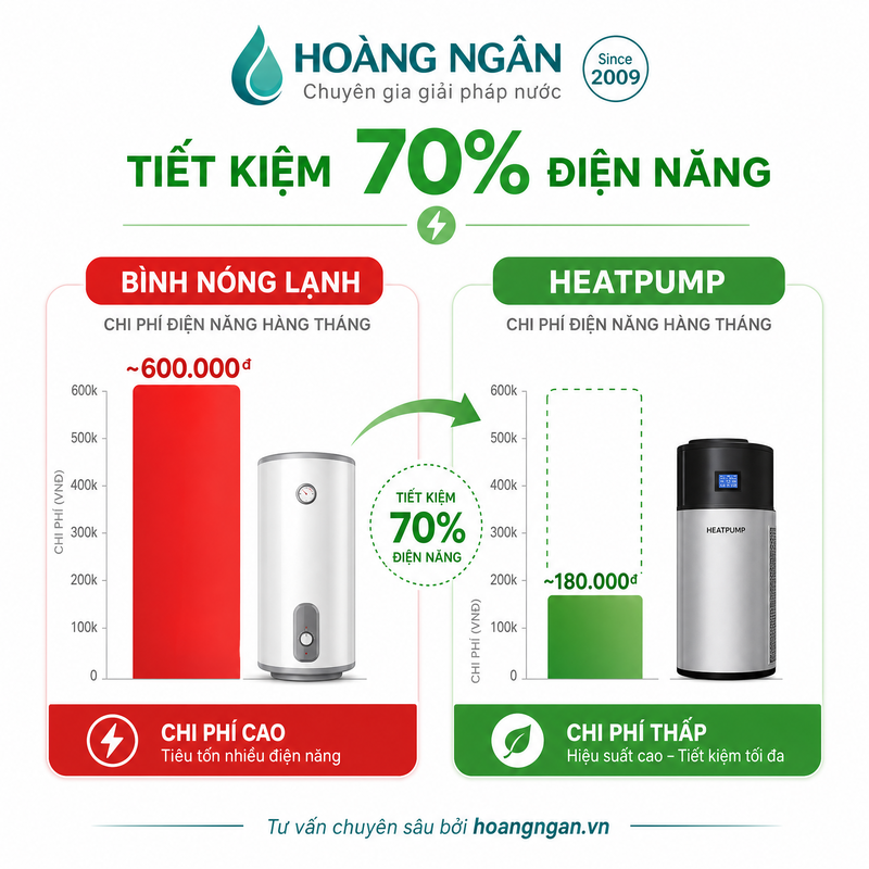 so sánh chi phí điện heatpump và nóng lạnh truyền thống