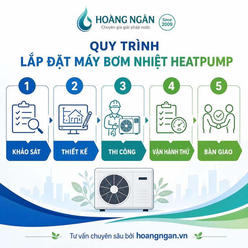quy trình lắp đặt heatpump hoangngan