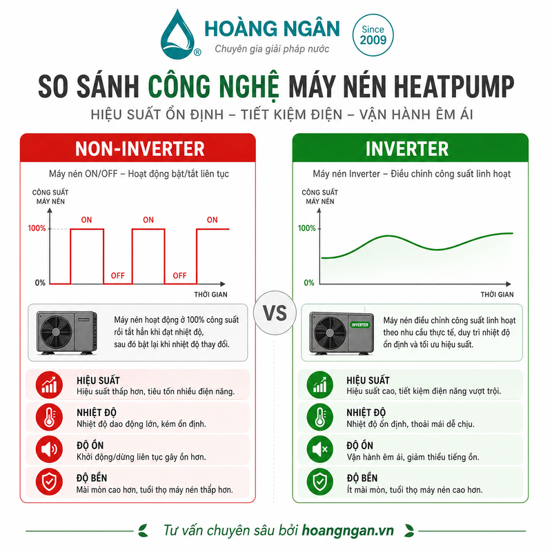công nghệ invecter trong heatpump